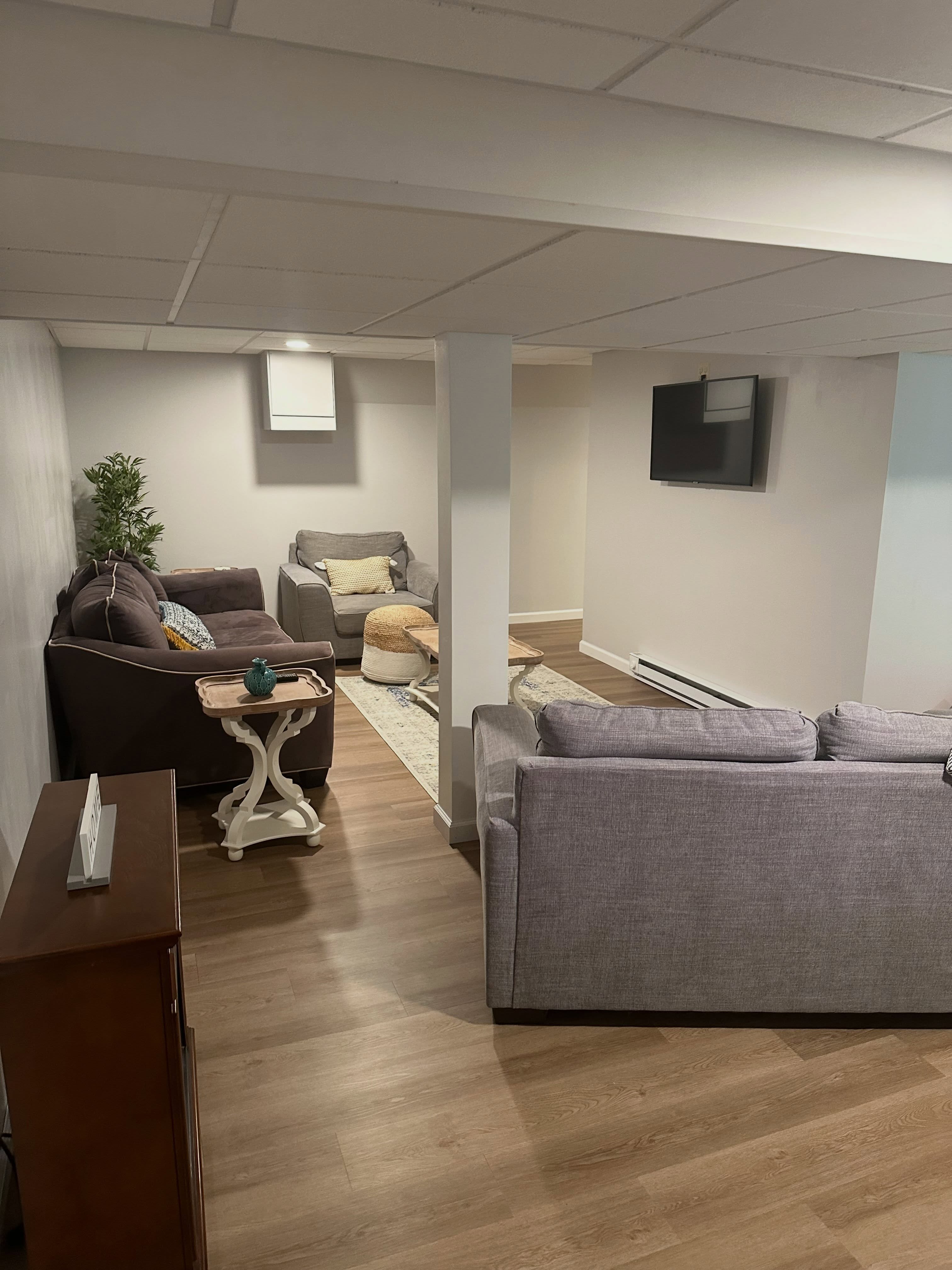 Finished basement living area